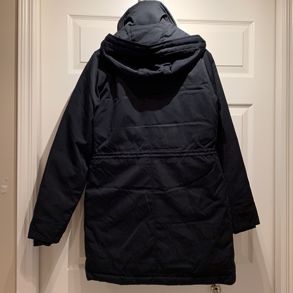 NWT A&F women’s ultra parka coat black faux fur collared size XS chest 38” fit S - Picture 4 of 11